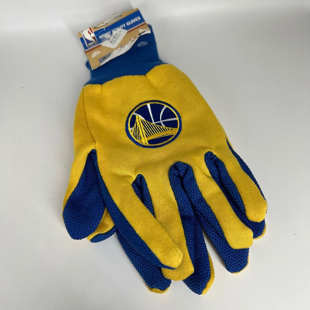 Golden State Warriors NBA Sport‎ Utility Gloves Size M Yellow Blue Team Fan Gear